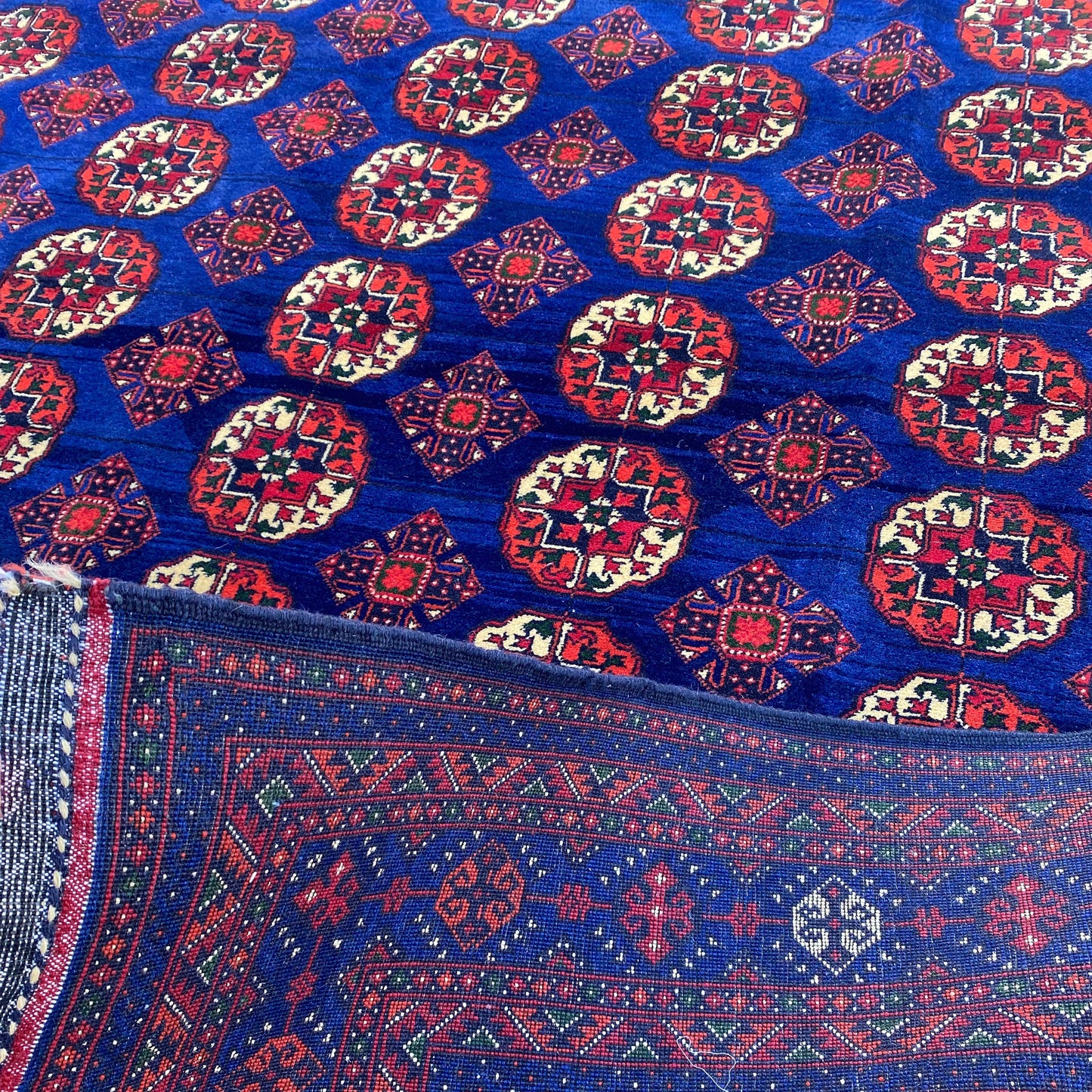 Handwoven Marino Rug with Traditional Afghan Geometric Patterns