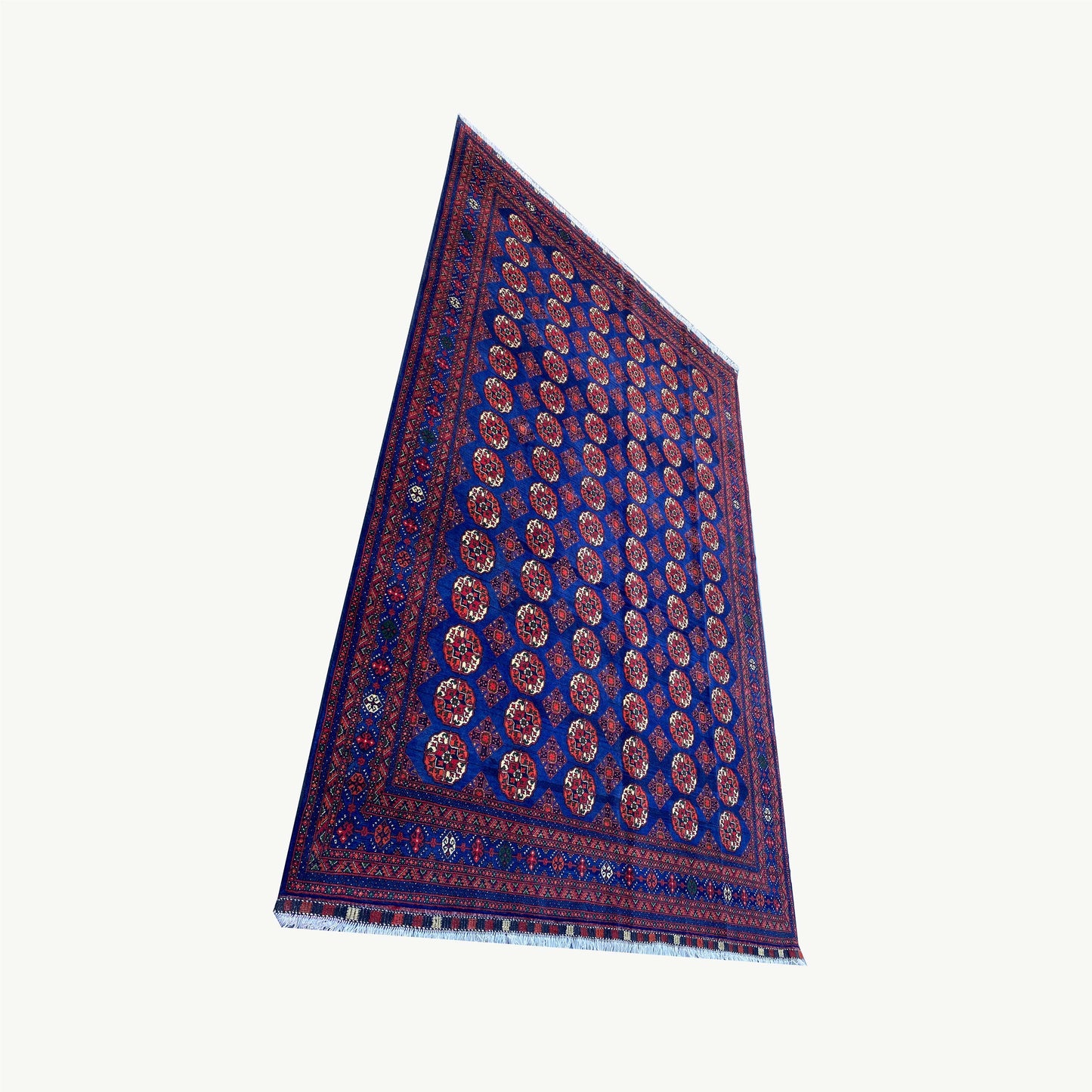 Handwoven Marino Rug with Traditional Afghan Geometric Patterns