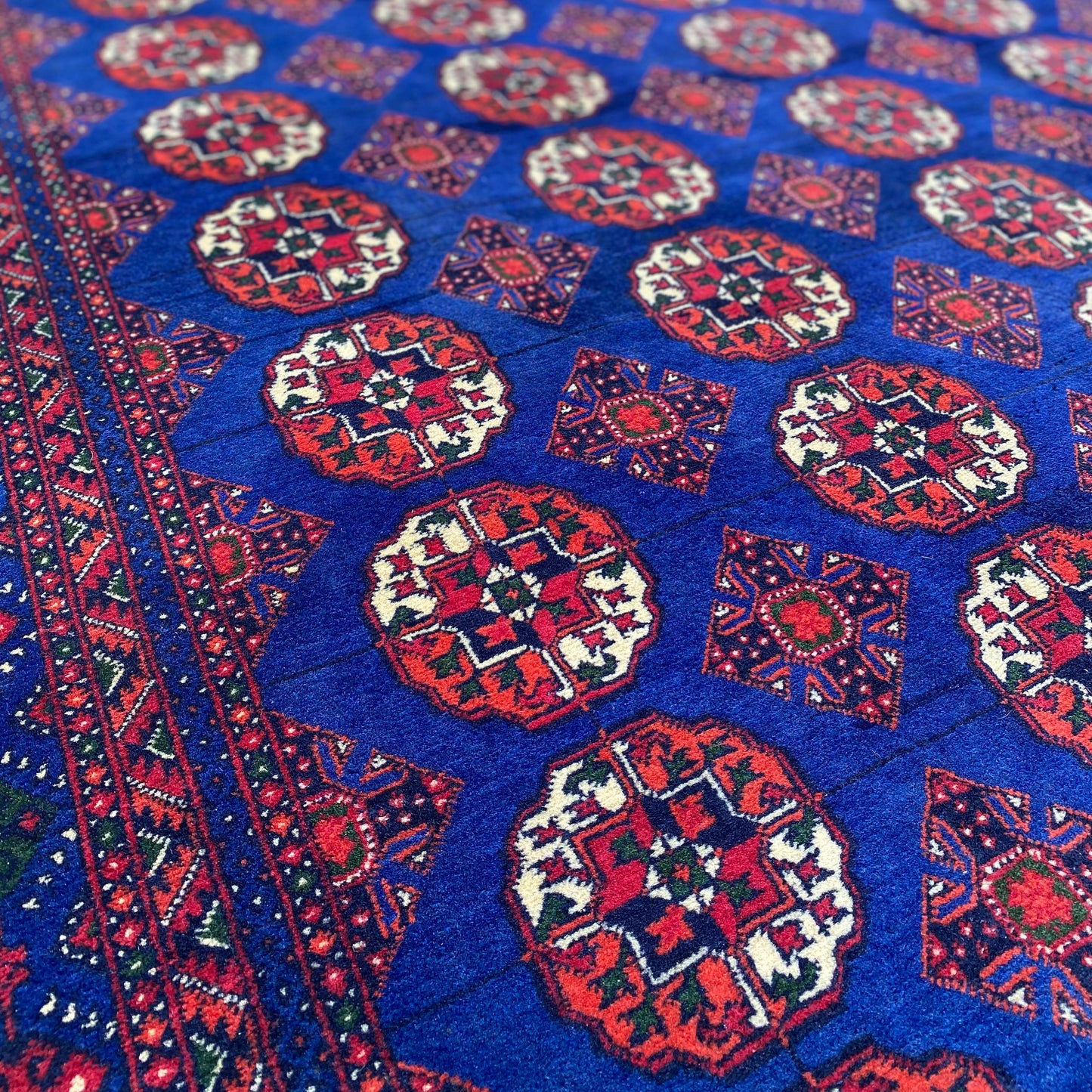 Handwoven Marino Rug with Traditional Afghan Geometric Patterns