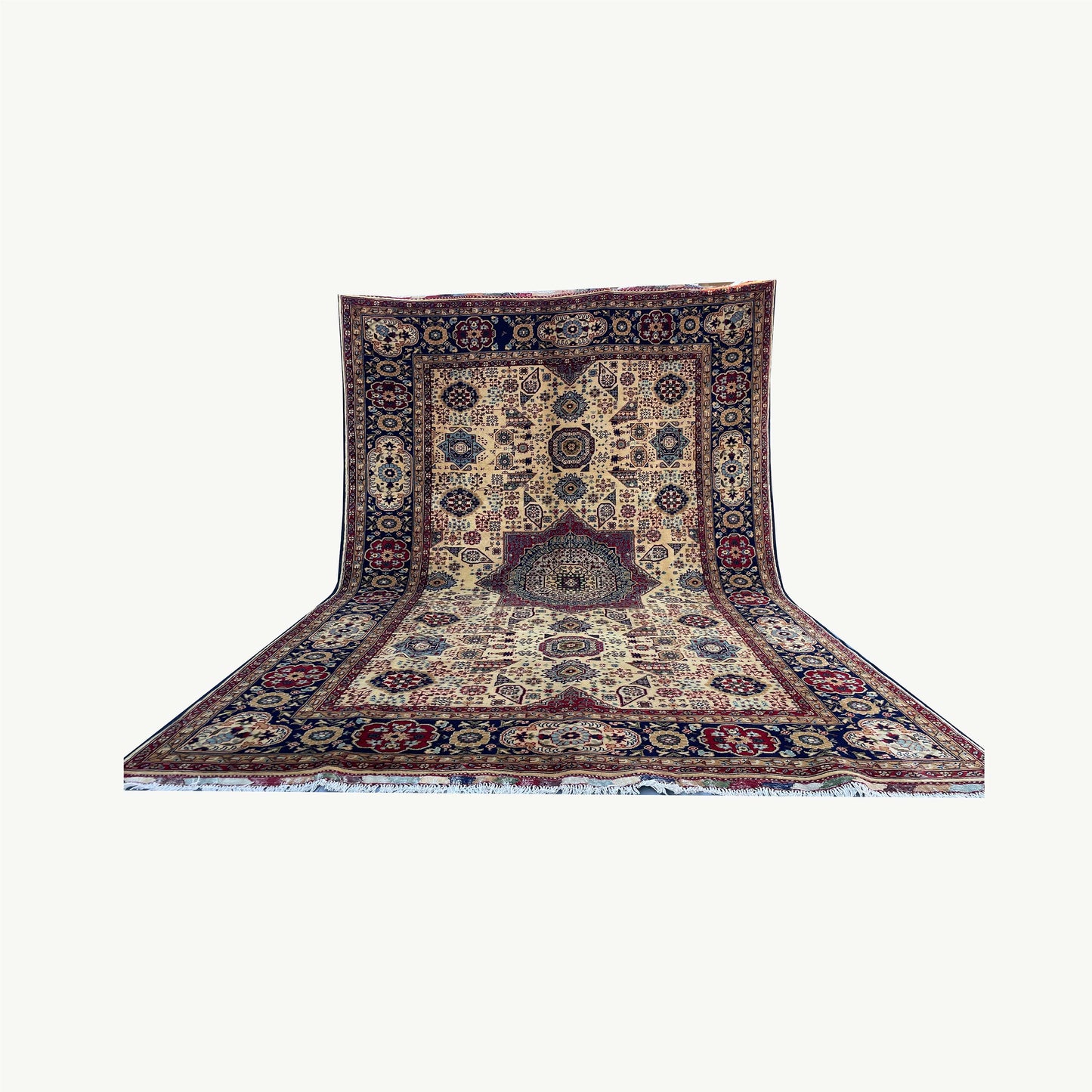 Handwoven Marinos Mamlook Rug with Rich Geometric Motifs