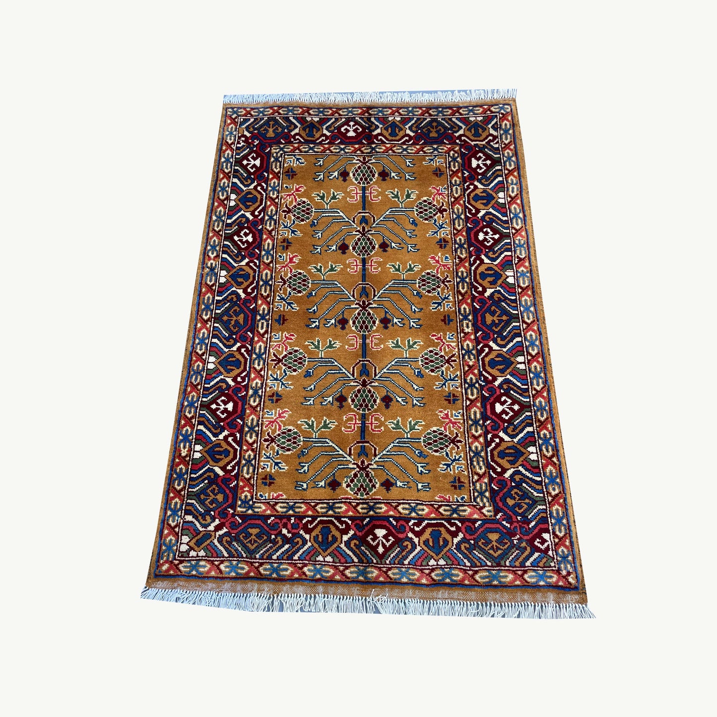 Marinos Anar Gul Rug – Golden Afghan Radiance with Pomegranate Symbolism