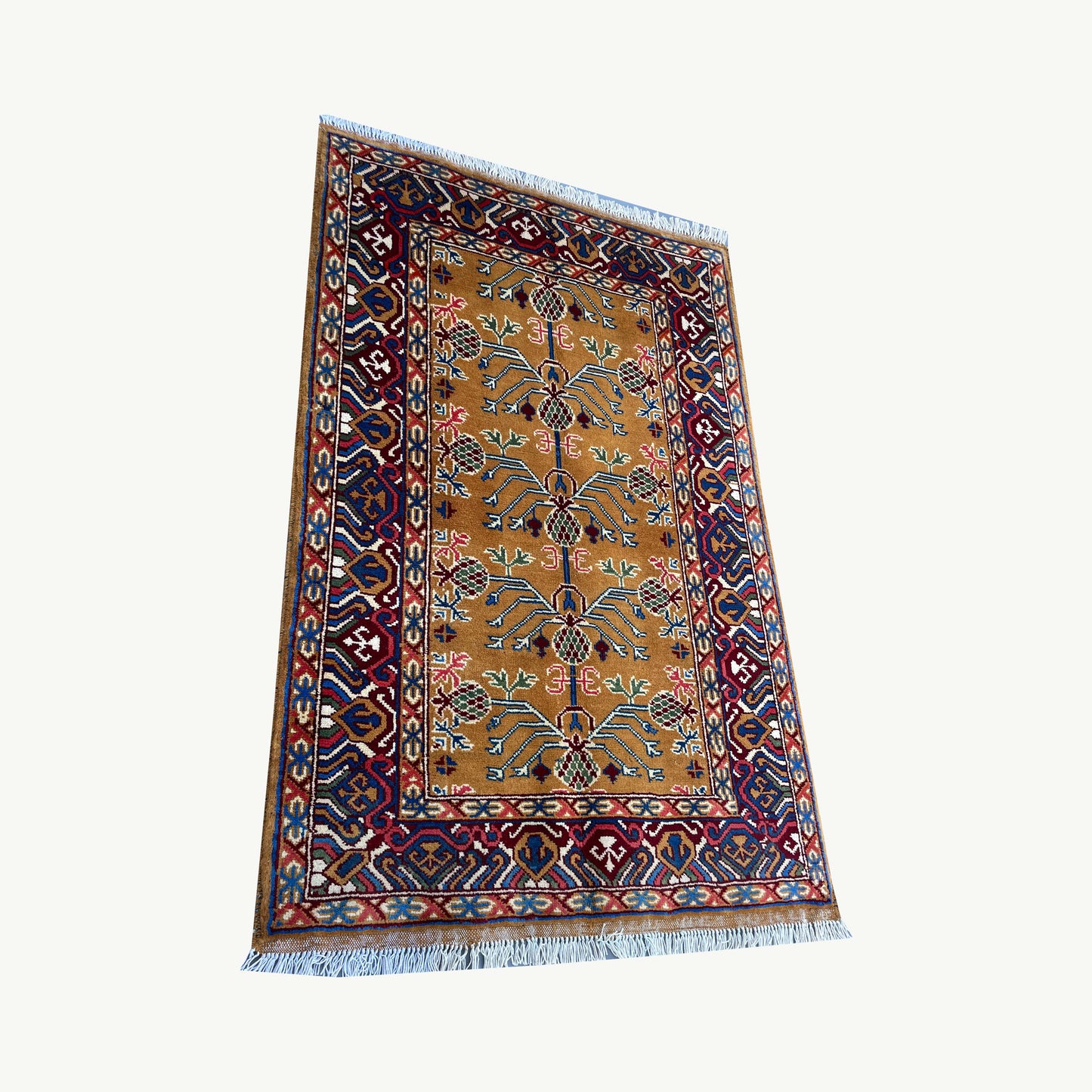 Marinos Anar Gul Rug – Golden Afghan Radiance with Pomegranate Symbolism