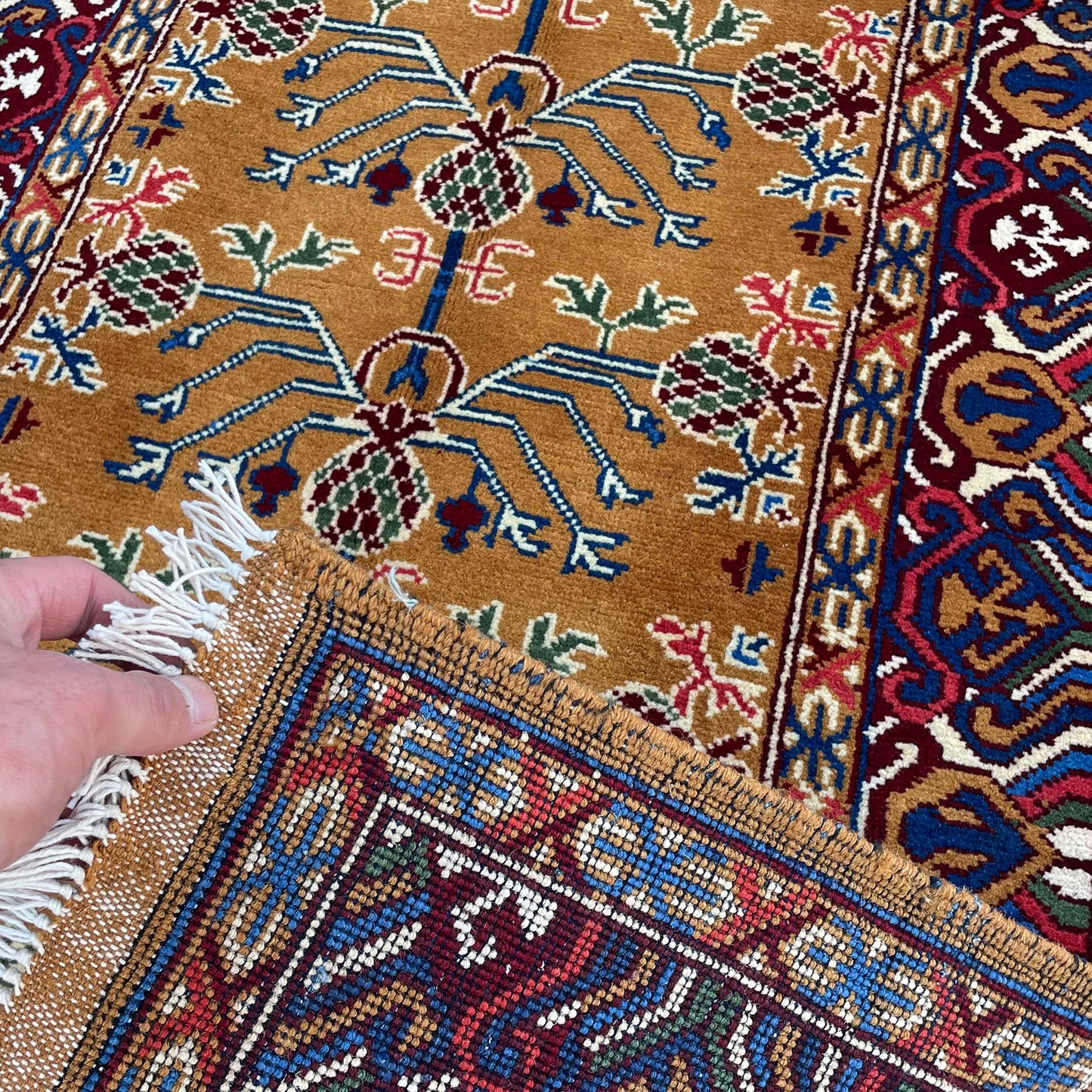 Marinos Anar Gul Rug – Golden Afghan Radiance with Pomegranate Symbolism