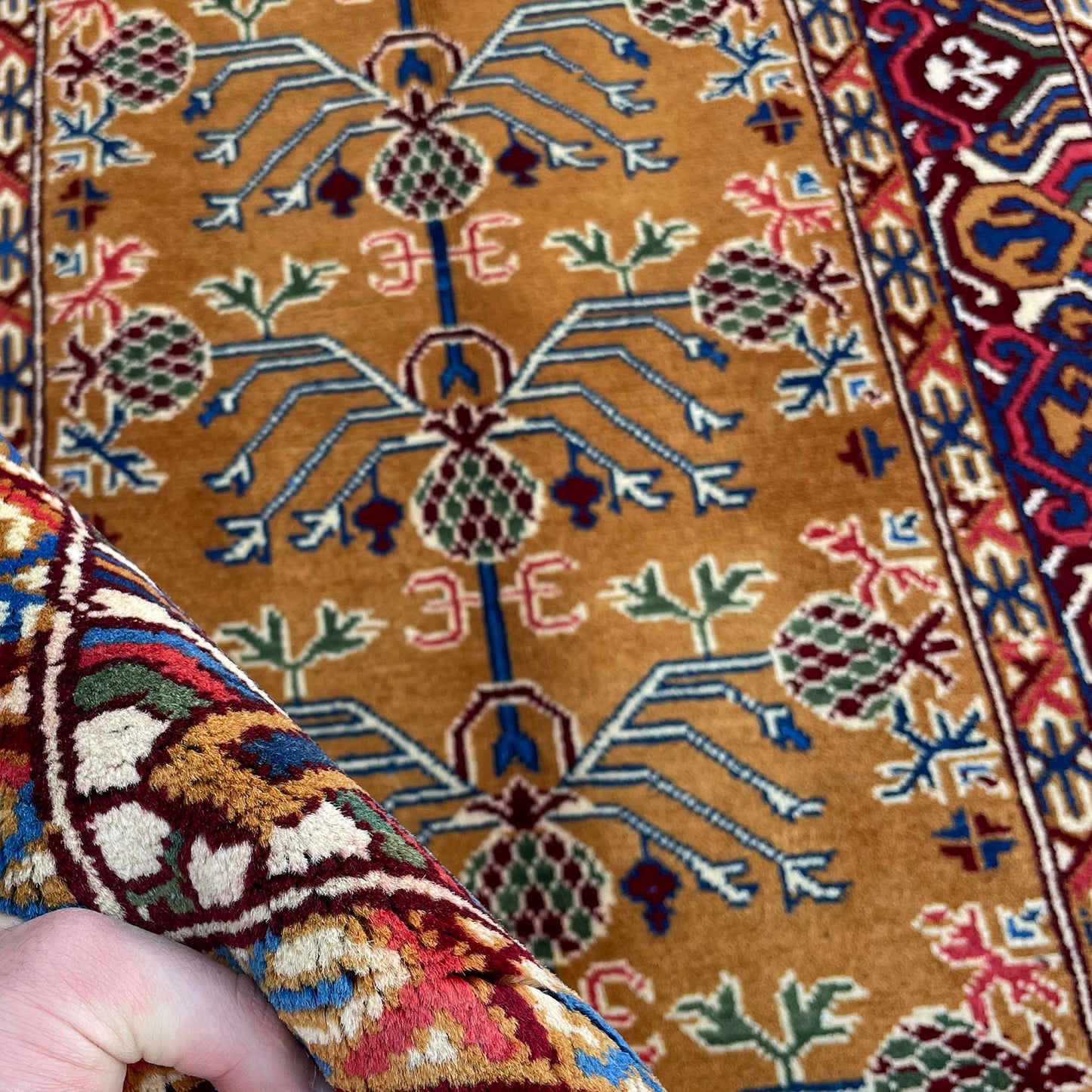 Marinos Anar Gul Rug – Golden Afghan Radiance with Pomegranate Symbolism