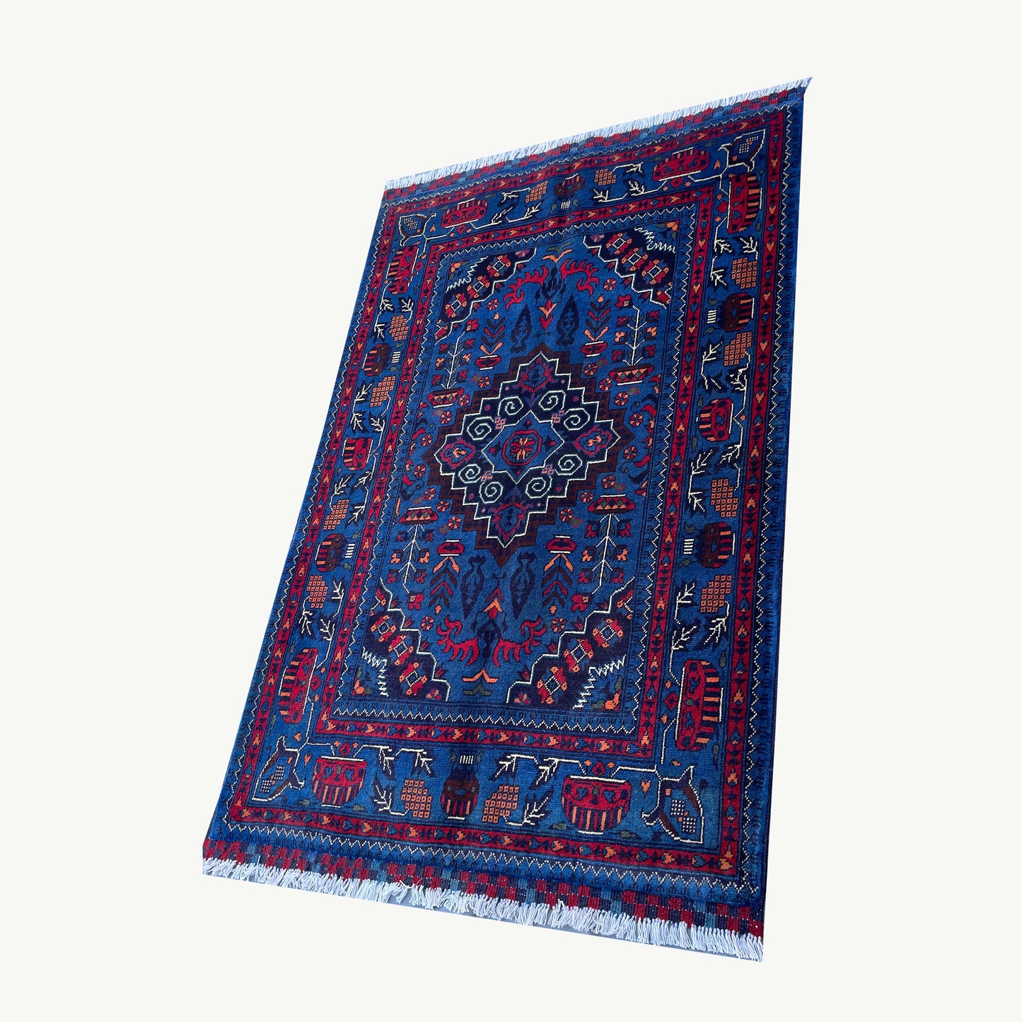 Marinos Afghan Rug – Bold Geometric Motif with Tribal Charm