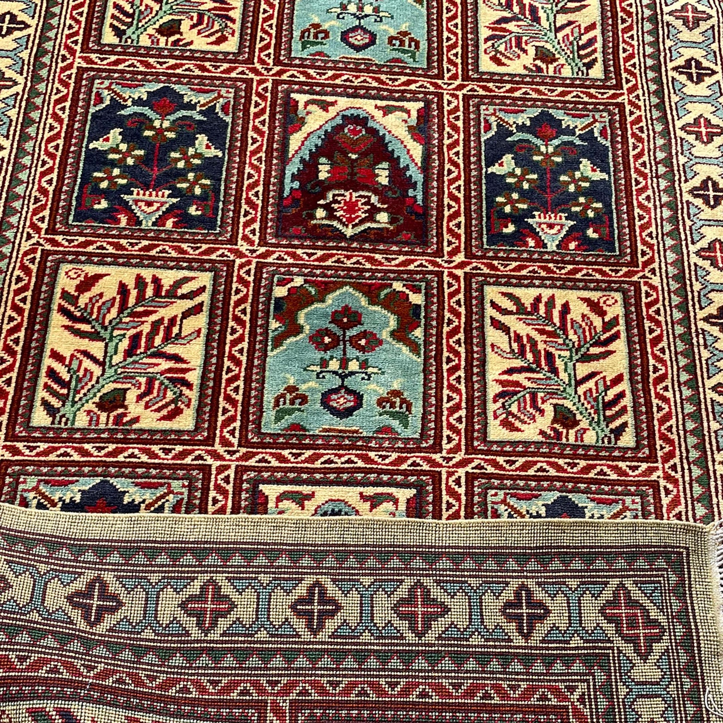 Marinos Ayna Gul Rug – Classic Afghan Elegance in a Garden of Geometrics
