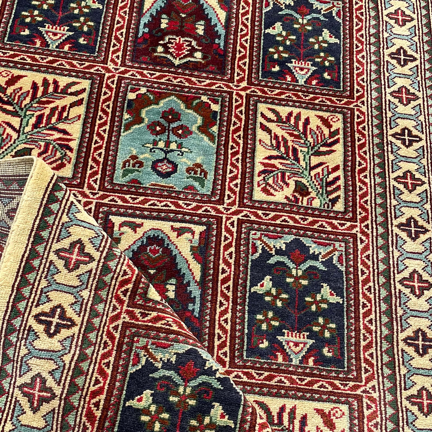 Marinos Ayna Gul Rug – Classic Afghan Elegance in a Garden of Geometrics