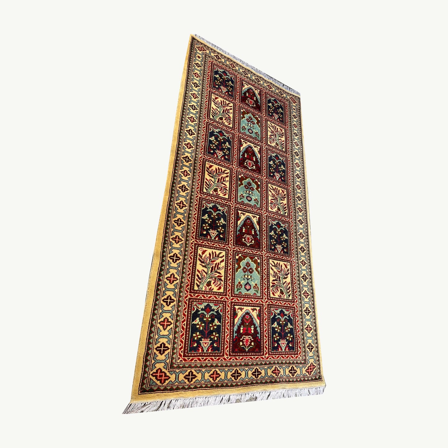 Marinos Ayna Gul Rug – Classic Afghan Elegance in a Garden of Geometrics