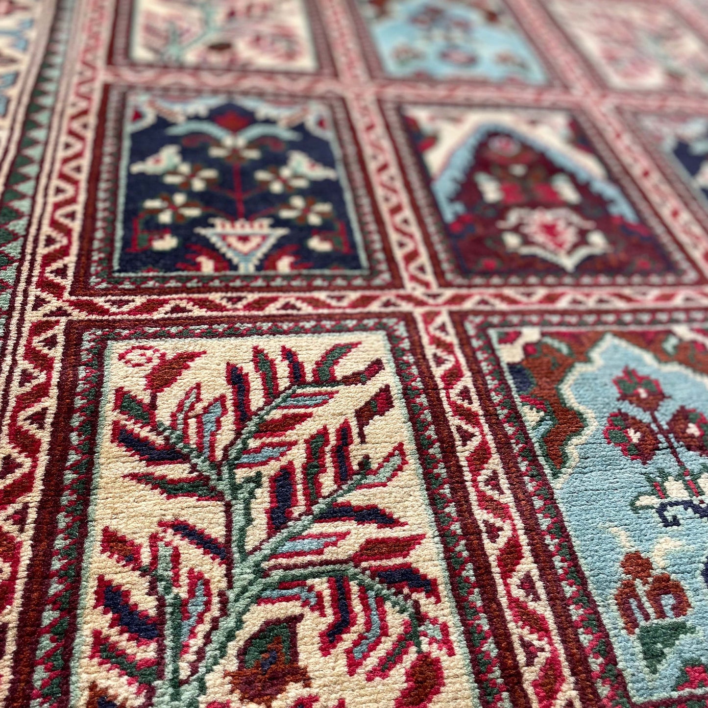 Marinos Ayna Gul Rug – Classic Afghan Elegance in a Garden of Geometrics