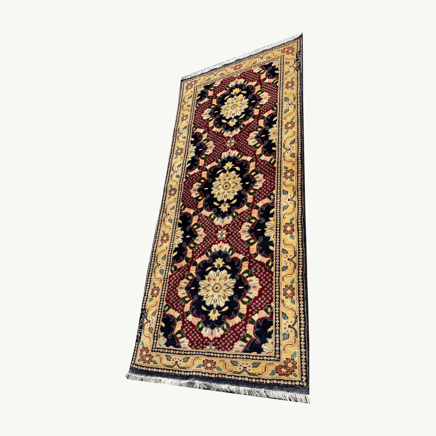 Marinos Afghan Rug – Elegant Floral Medallions Framed by Traditional Afghan Artistry