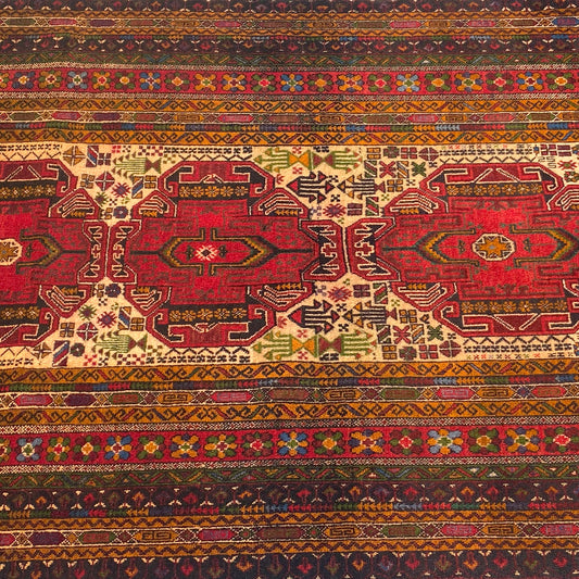 Balochi Artisan Rug – Traditional Afghan Elegance in a Spectrum of Colors