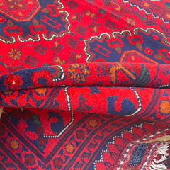 Elegant Khamyab Rug with Rich Bukhara Motifs