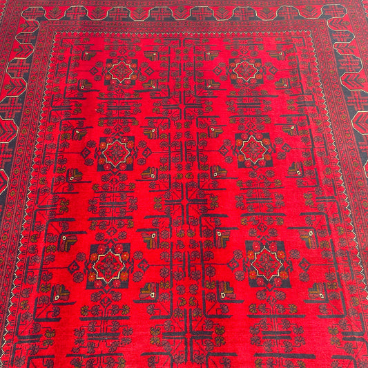 Vibrant Khamyab Rug with Intricate Bukhara Motifs