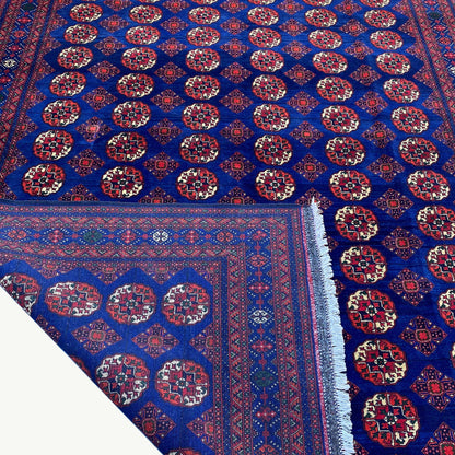 Handwoven Marino Rug with Traditional Afghan Geometric Patterns