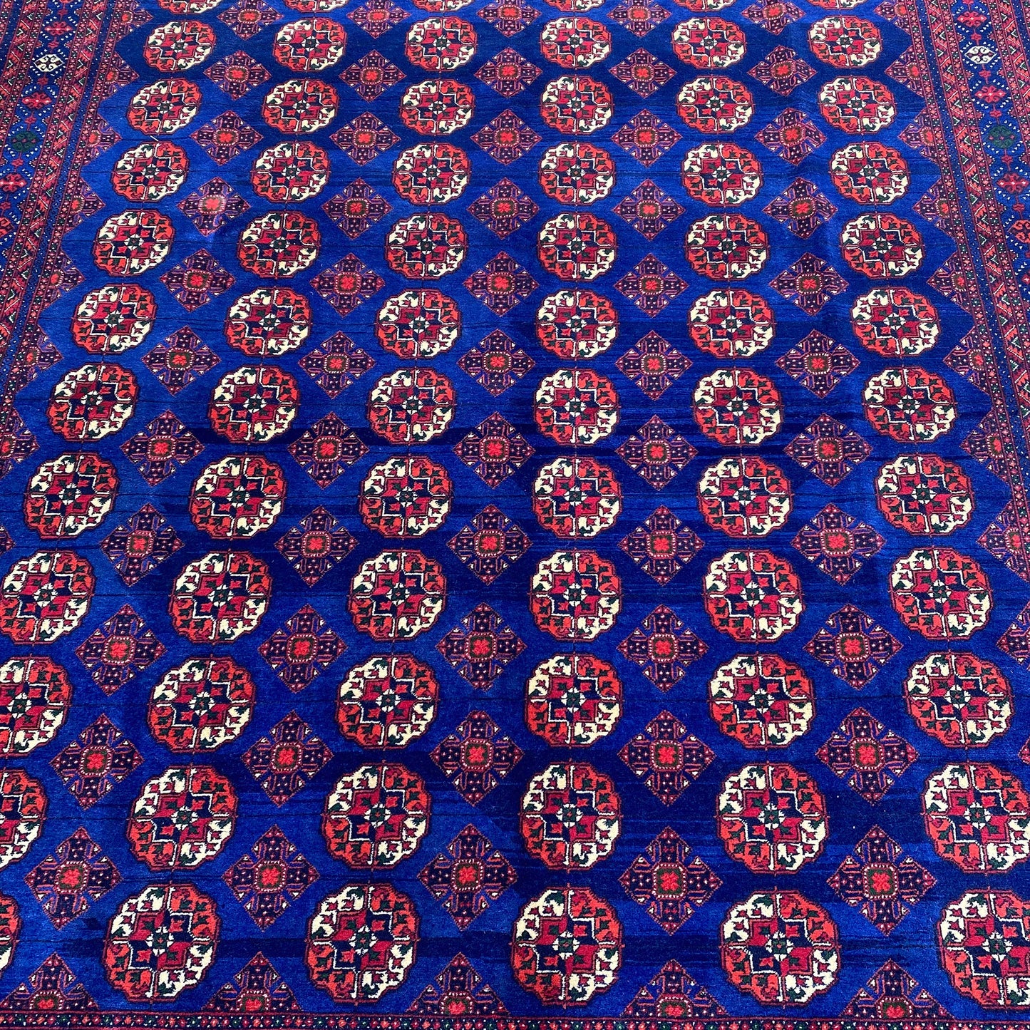 Handwoven Marino Rug with Traditional Afghan Geometric Patterns