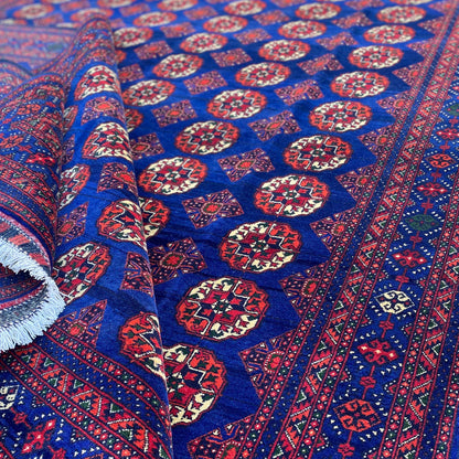 Handwoven Marino Rug with Traditional Afghan Geometric Patterns