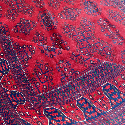 Marinos Oriental Bukhara Rug – Grand Afghan Tradition in Bold Crimson Elegance