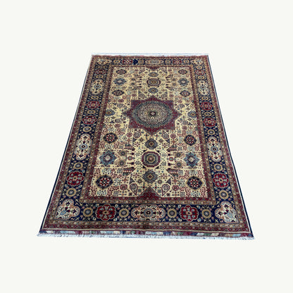 Handwoven Marinos Mamlook Rug with Rich Geometric Motifs