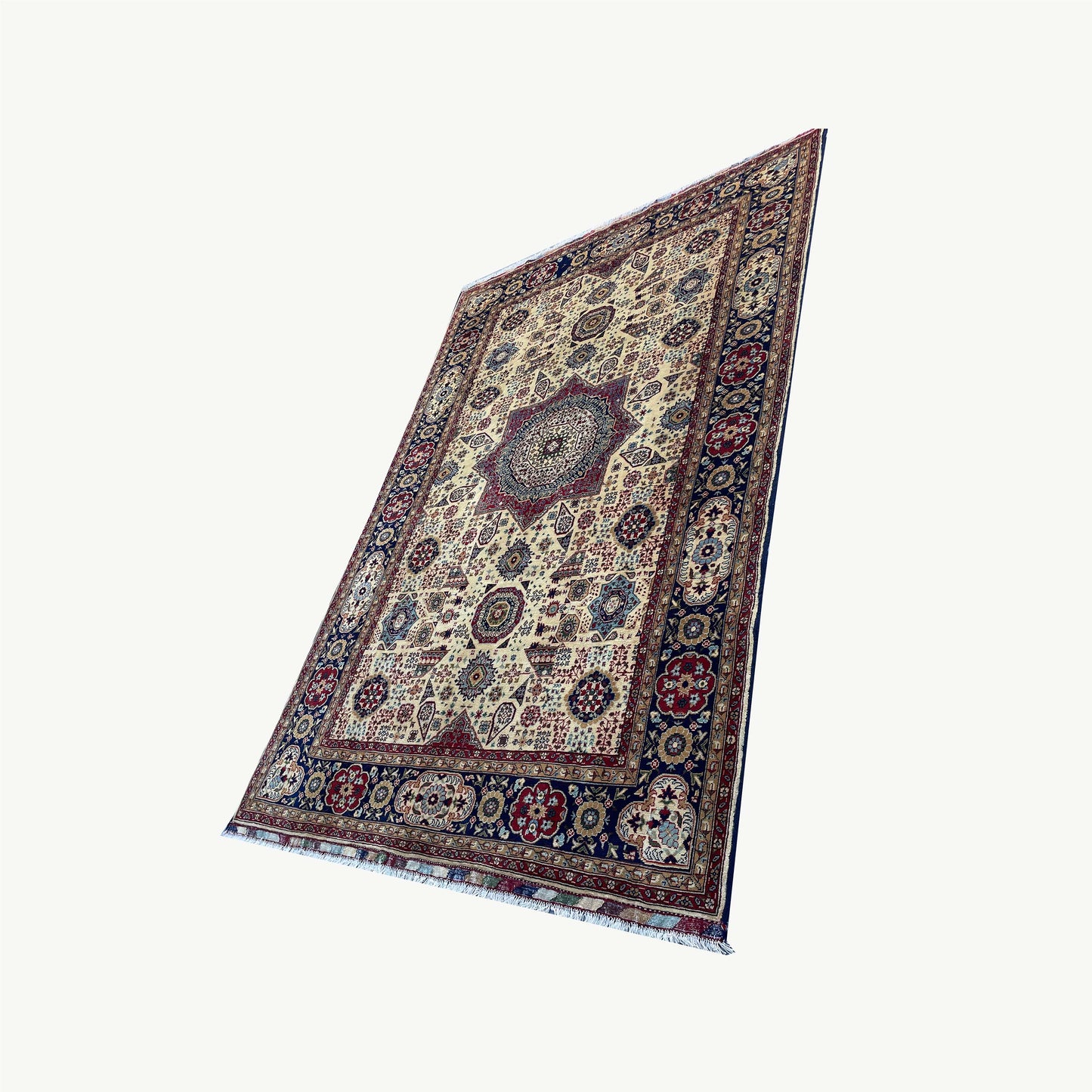 Handwoven Marinos Mamlook Rug with Rich Geometric Motifs