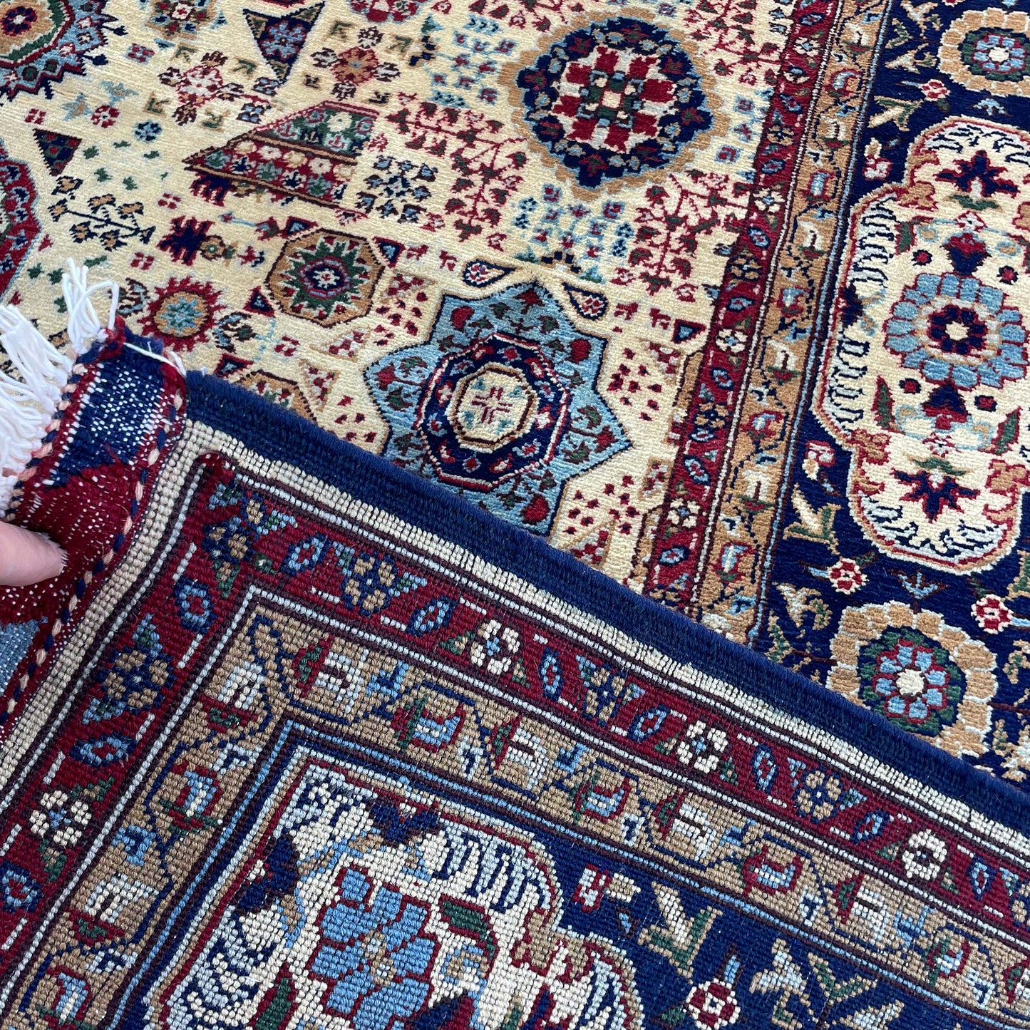Handwoven Marinos Mamlook Rug with Rich Geometric Motifs