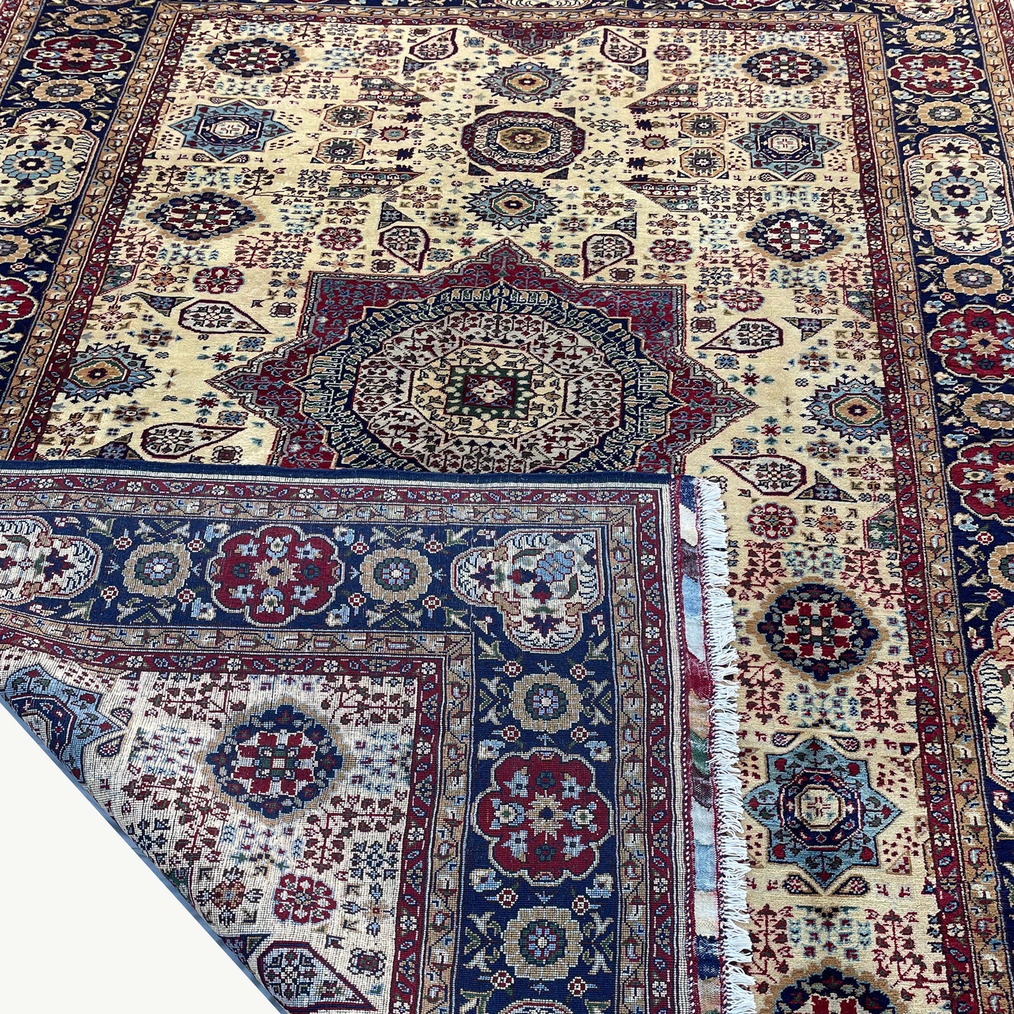 Handwoven Marinos Mamlook Rug with Rich Geometric Motifs