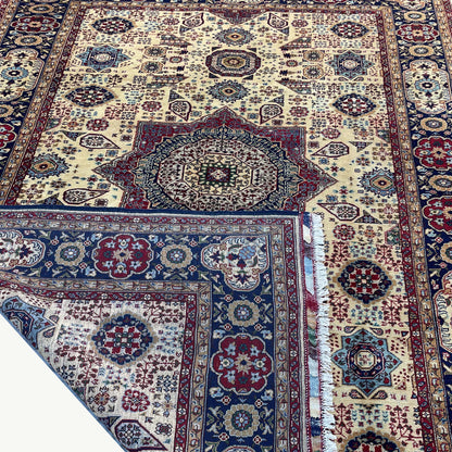 Handwoven Marinos Mamlook Rug with Rich Geometric Motifs