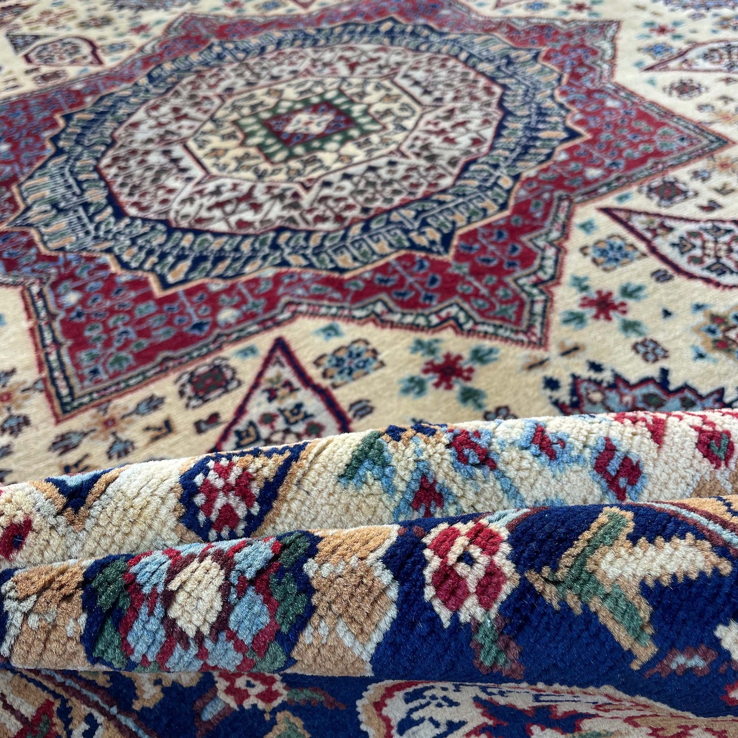 Handwoven Marinos Mamlook Rug with Rich Geometric Motifs