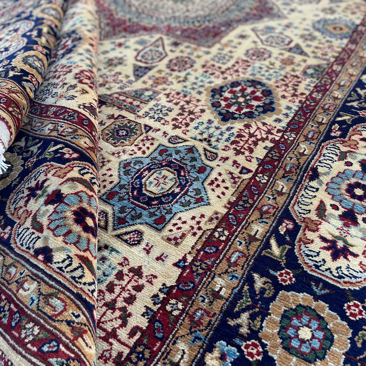 Handwoven Marinos Mamlook Rug with Rich Geometric Motifs