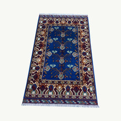 Marinos Anar Gul Rug – Afghan Elegance in Blue with Pomegranate Bloom