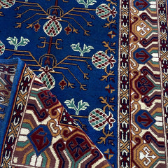 Marinos Anar Gul Rug – Afghan Elegance in Blue with Pomegranate Bloom