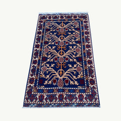 Marinos Anar Gul Rug – Traditional Afghan Pomegranate Bloom in Deep Blue