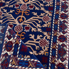 Marinos Anar Gul Rug – Traditional Afghan Pomegranate Bloom in Deep Blue