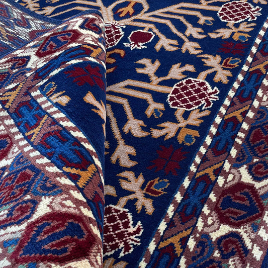 Marinos Anar Gul Rug – Traditional Afghan Pomegranate Bloom in Deep Blue