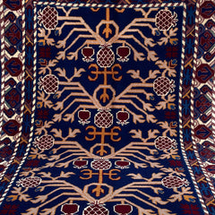 Marinos Anar Gul Rug – Traditional Afghan Pomegranate Bloom in Deep Blue