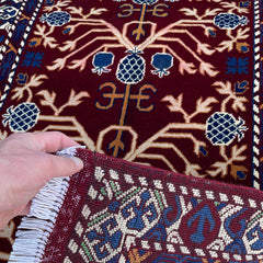 Marinos Anar Gul Rug – Afghan Craftsmanship in Deep Crimson with Symbolic Blossoms