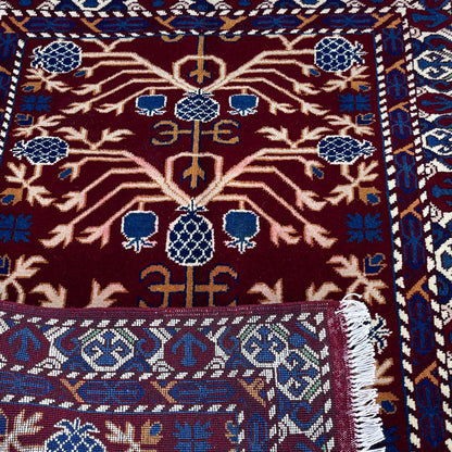 Marinos Anar Gul Rug – Afghan Craftsmanship in Deep Crimson with Symbolic Blossoms