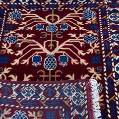 Marinos Anar Gul Rug – Afghan Craftsmanship in Deep Crimson with Symbolic Blossoms
