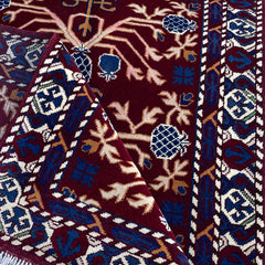 Marinos Anar Gul Rug – Afghan Craftsmanship in Deep Crimson with Symbolic Blossoms