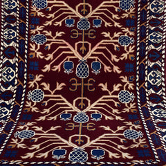 Marinos Anar Gul Rug – Afghan Craftsmanship in Deep Crimson with Symbolic Blossoms