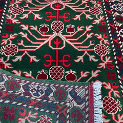 Marinos Anar Gul Rug – Afghan Folklore in Emerald and Crimson Elegance