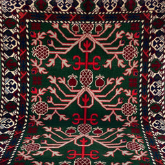 Marinos Anar Gul Rug – Afghan Folklore in Emerald and Crimson Elegance