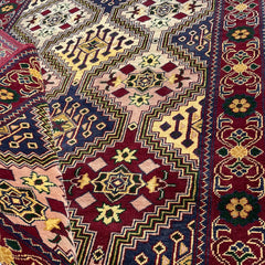 Marinos Yousuf Bai Numa Rug – Bold Afghan Geometry in Crimson and Gold