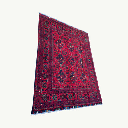 Marinos Khal Mohammadi Rug – Deep Crimson Luxury with Afghan Tribal Sophistication