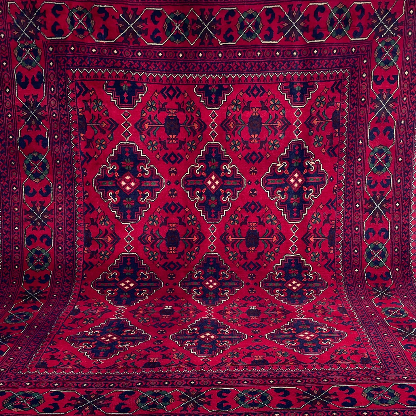 Marinos Khal Mohammadi Rug – Deep Crimson Luxury with Afghan Tribal Sophistication