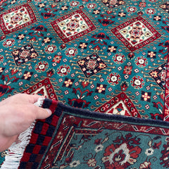 Marinos Kalisaye Rug – Afghan Elegance in Teal Tones and Tribal Geometry