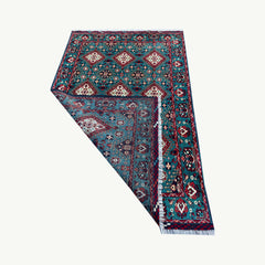 Marinos Kalisaye Rug – Afghan Elegance in Teal Tones and Tribal Geometry