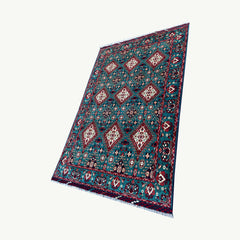 Marinos Kalisaye Rug – Afghan Elegance in Teal Tones and Tribal Geometry