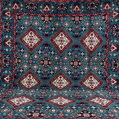Marinos Kalisaye Rug – Afghan Elegance in Teal Tones and Tribal Geometry