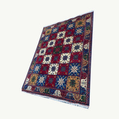 Marinos Bukhara Rug – Afghan Heritage in Multicolour Harmony and Grid Precision