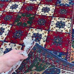 Marinos Bukhara Rug – Afghan Heritage in Multicolour Harmony and Grid Precision